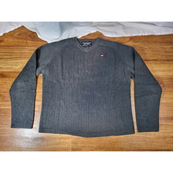 Abercrombie & Fitch Sweater Mens XL Gray Ribbed V Neck Vintage Y2K - Picture 1 of 6